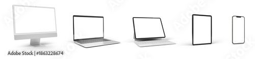 Tableau sur toile Modern devices screens pack isolated on transparent background