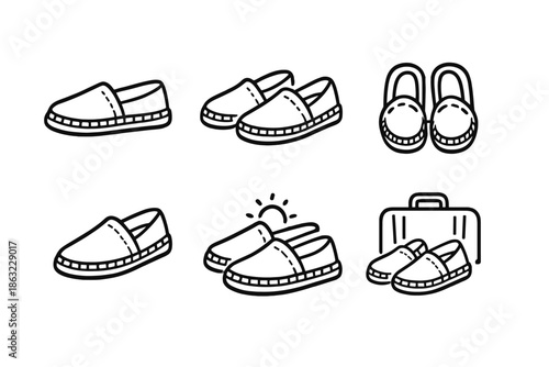 Collection of shoe icons on a gradient background