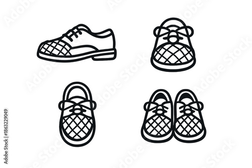 Footwear icons on a grey background