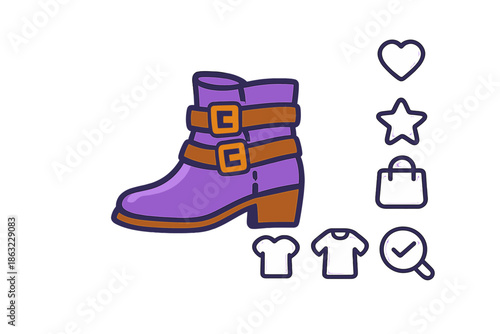 Fashion boot with icons for e-commerce
