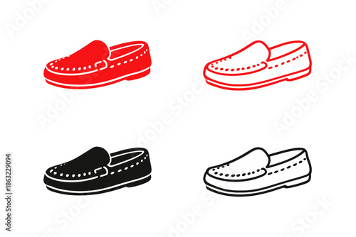 Four Loafer Shoes in Different Styles and Colors