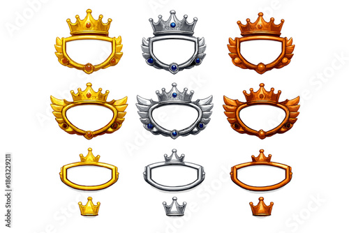 Game Ranking Badges with Crowns and Jewels