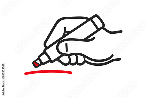 Hand drawing a red line with a marker