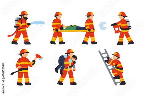 Firefighter actions during a rescue operation