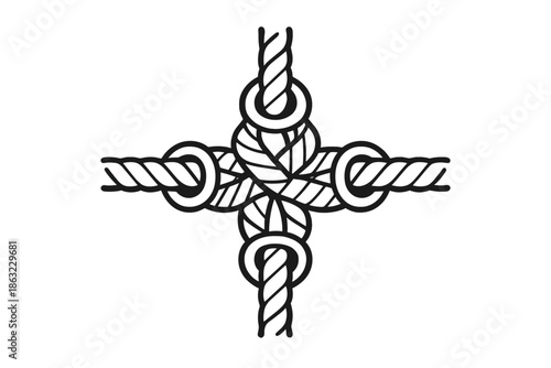 Abstract Rope Knot on Green Gradient Background