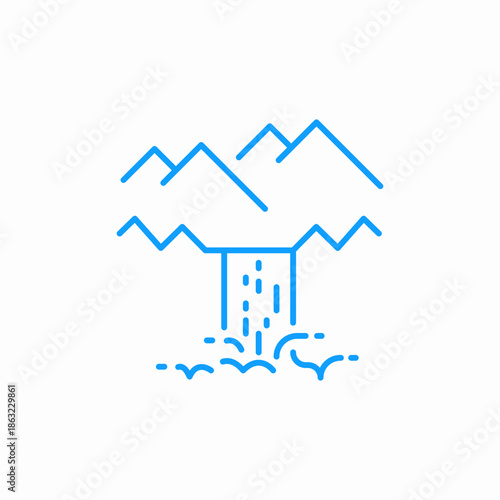 mountain waterfall scene icon sign vector