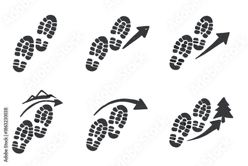Footprint Icons with Directional Arrows