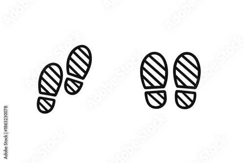 Footprint Icons on Gray Background