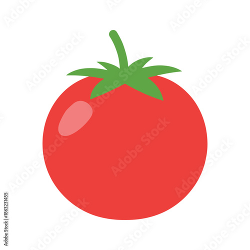 Single red tomato with stem Vector