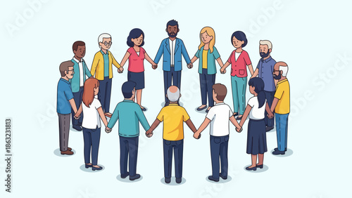 Diverse Group of People Holding Hands.