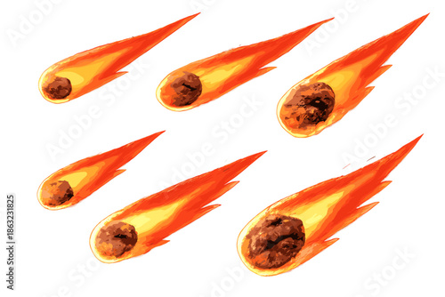 Meteor Shower on Fiery Background