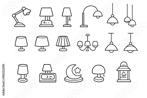 Collection of various lamp icons