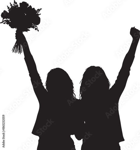 International women's day celebration silhouette isolated on transparent background