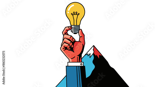 Hand Holding Light Bulb Idea.