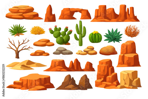 Desert landscape elements collection