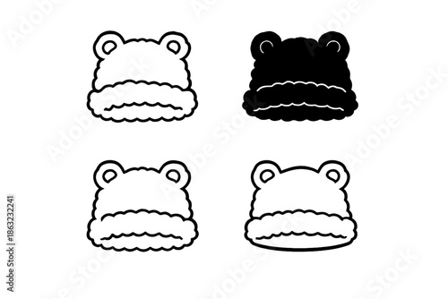 Four frog faces icons with different shading