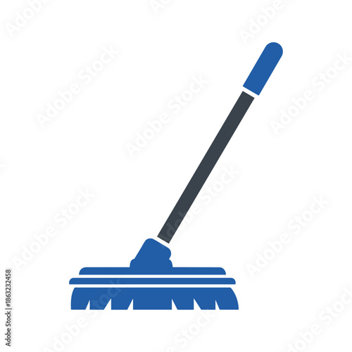 Blue broom with long handle Vector