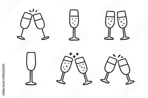 Champagne Toast Icons on Dark Background