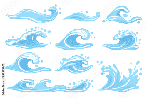 Abstract Blue Waves in Motion