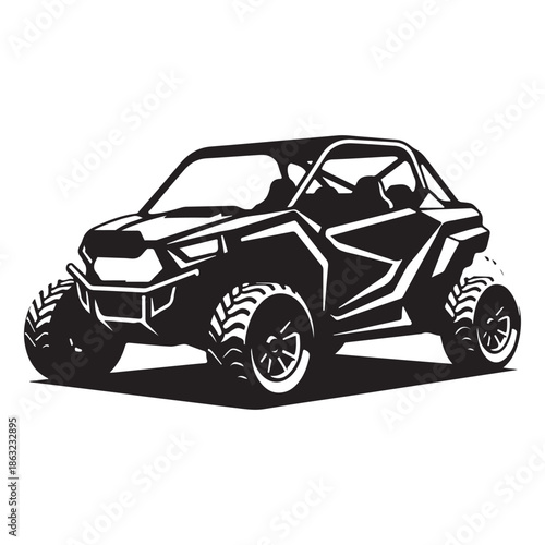 Monochrome off-road UTV buggy sport vehicle vector icon