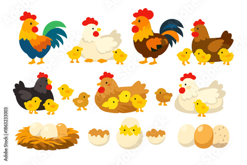 Cute Farm Animals and Easter Eggs