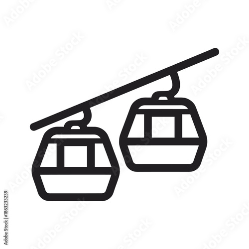 Two cable cars on a ropeway Vector