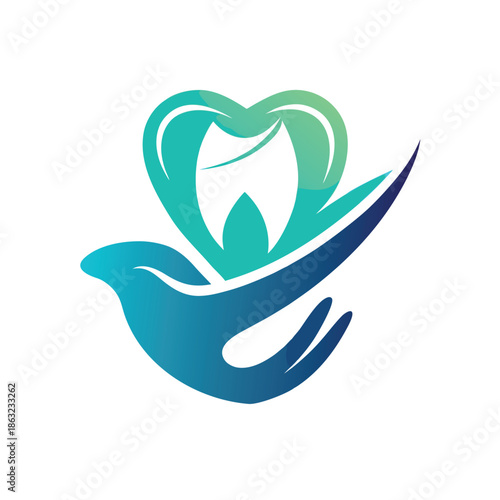 A vibrant vector emblem showcasing a detailed tooth illustration ideal for dental clinics and healthcare branding applications offering a professional aesthetic