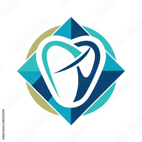 This vector graphic showcases a modern curved tooth symbol designed for oral care branding representing health and hygiene with a sleek aesthetic