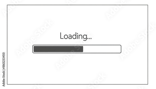 A grey loading bar with text loading displayed on transparent background