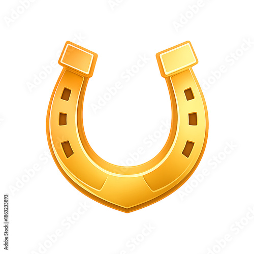 Minimalist golden horseshoe on transparent background for Chinese New Year Fire Horse 2026 