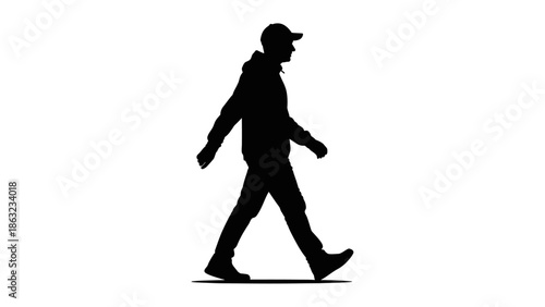 Vector illustration of a black silhouette of a woman and a girl in a dress dancing with a group of people including a boy and men