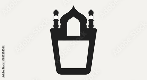 Islamic Geometric Design Inspired Glass Icon with Minaret Towers Representing Culture and Tradition