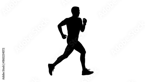 Athletic black vector illustration of a woman and girl running in a fitness competition featuring a soccer player action silhouette