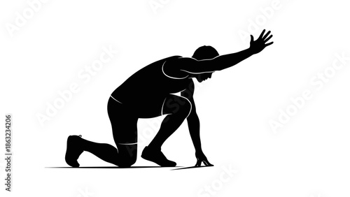 Vector illustration of a fitness woman silhouette exercising in a yoga pose alongside silhouettes of an athlete runner and dancing person for sports and action art