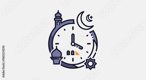 Ramadan calendar, time, and religious observance icon symbolizing the holy month