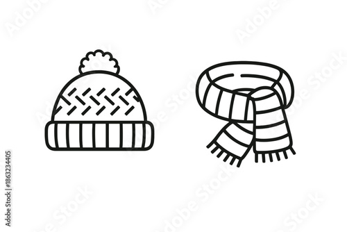 Winter Hat and Scarf Icon on Yellow Background