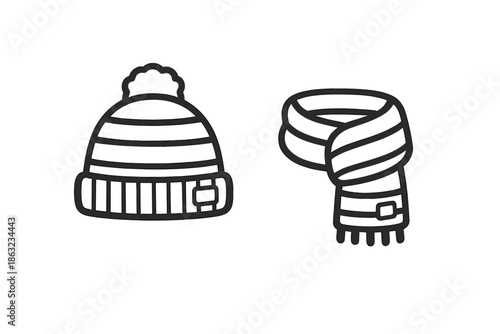 Winter Hat and Scarf Icons
