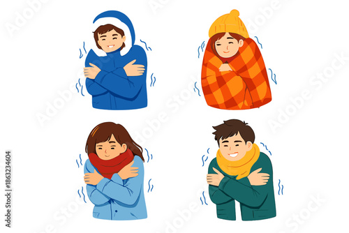 People feeling cold and trying to warm up