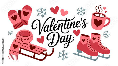 Valentine's Day Graphics: Captivating Valentine's Day graphic featuring hearts and winter themed elements.