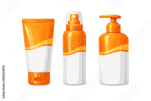 Orange and White Lotion Bottles and Tube