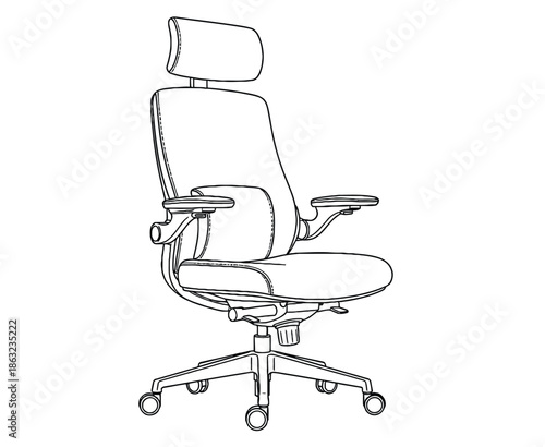 Ergonomic Office Chair With Adjustable Headrest, Armrests, and Wheels for Home or Office Use