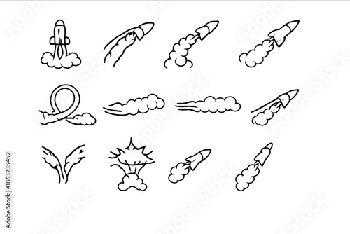Rocket Launch and Motion Trails Collection