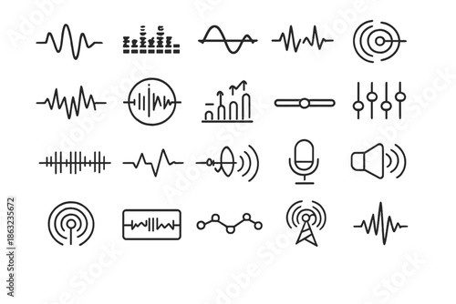 Sound wave and audio icons collection