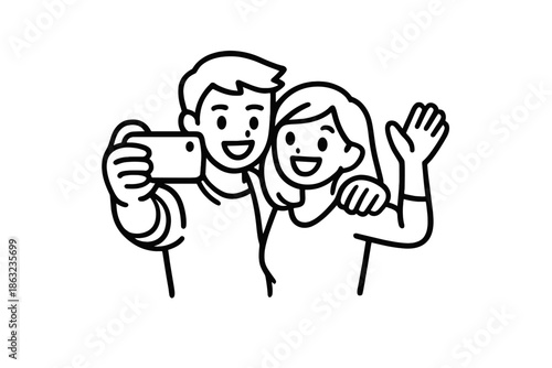 Couple taking a selfie on a smartphone