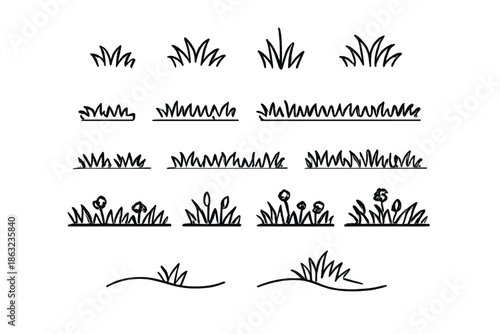 Collection of stylized grass elements