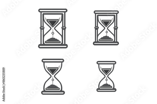 Four Hourglass Icons on Gray Background