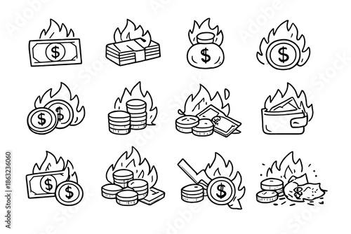 Money Burning Icons Collection