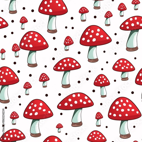 Mushroom pattern, mushroom seamless pattern, cute mushroom pattern, mushroom repeating pattern, mushroom digital paper, forest pattern, fairy mushroom, autumn mushroom