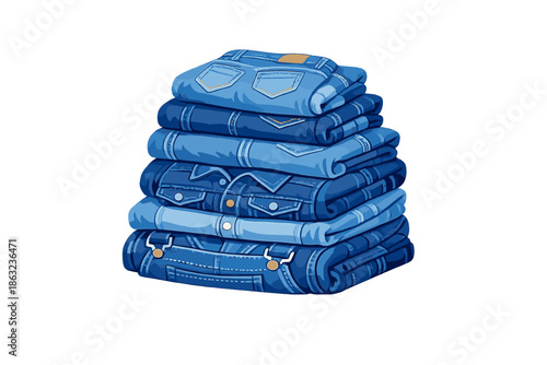 Stack of Blue Denim Jeans