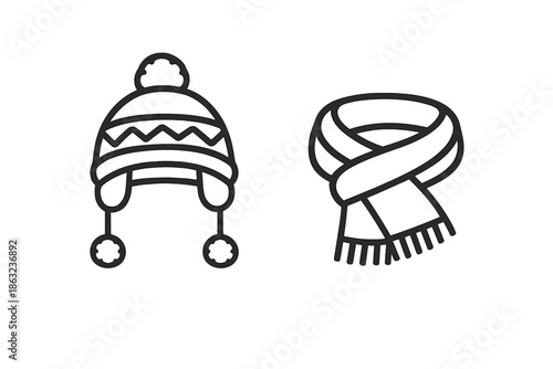 Winter Hat and Scarf Icons